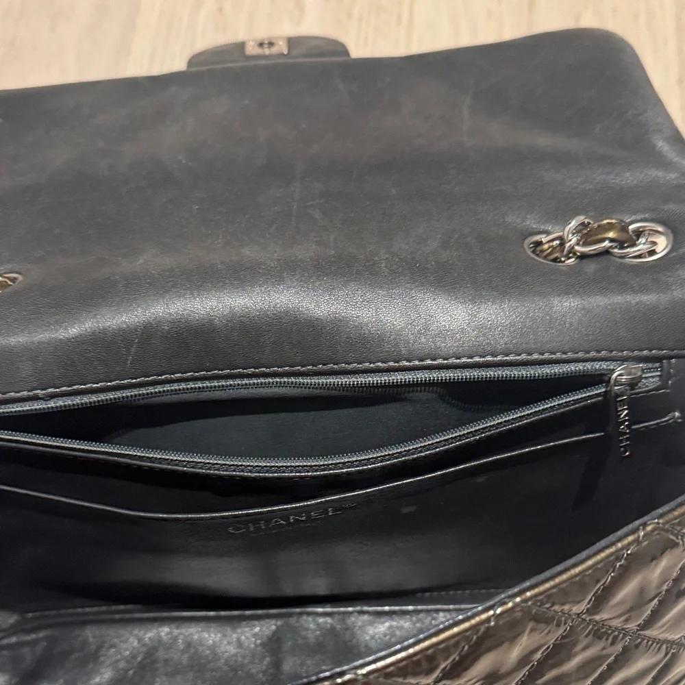 AUTHENTIC Chanel Classic Flap Bag – Dark Greem Patent Leather